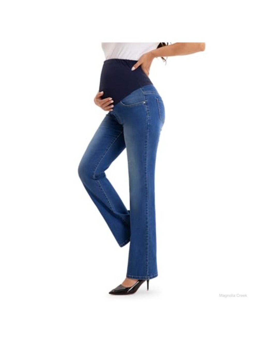 Maternity Bootcut Jeans Over Belly Pregnancy Flare Stretch Denim